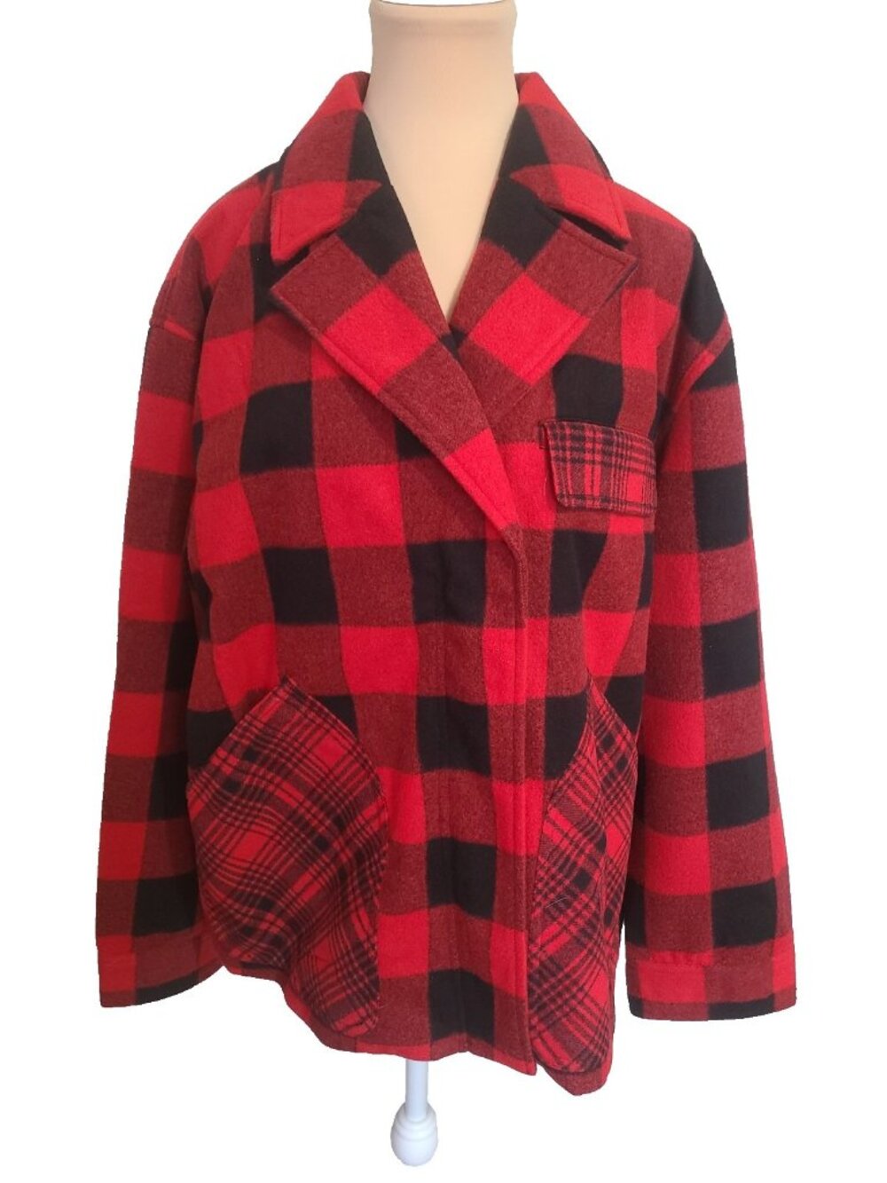 Women's Woolrich Buffalo Plaid Wool Coat /Jacket  Large Made In USA NWT